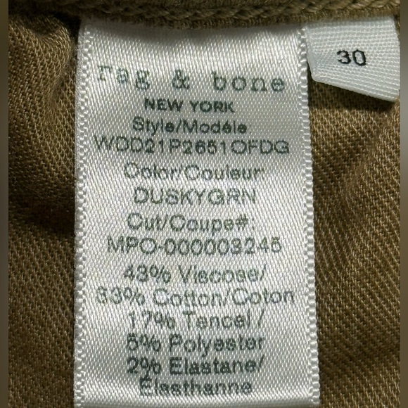 Rag & Bone Cate Mid Rise Ankle Skinny Jeans Women Size 30 In Dusky Green - Picture 11 of 11